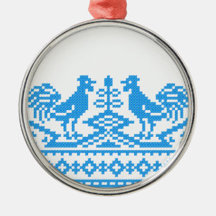 Ornamento De Metal Ponto transversal do galo azul