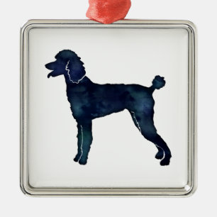 Ornamento De Metal Poodle Black Watercolor Silhouette