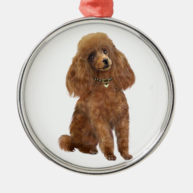 Ornamento De Metal Poodle - Damasco (Frente)