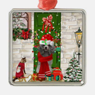 Ornamento De Metal Poodle Dog Christmas  