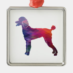 Ornamento De Metal Poodle Geo Silhouette Purple