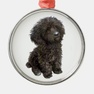 Ornamento De Metal Poodle - pup de brinquedo preto