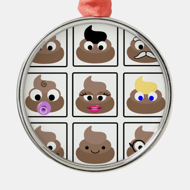 Ornamento De Metal Poop Muitos Rostos (Frente)