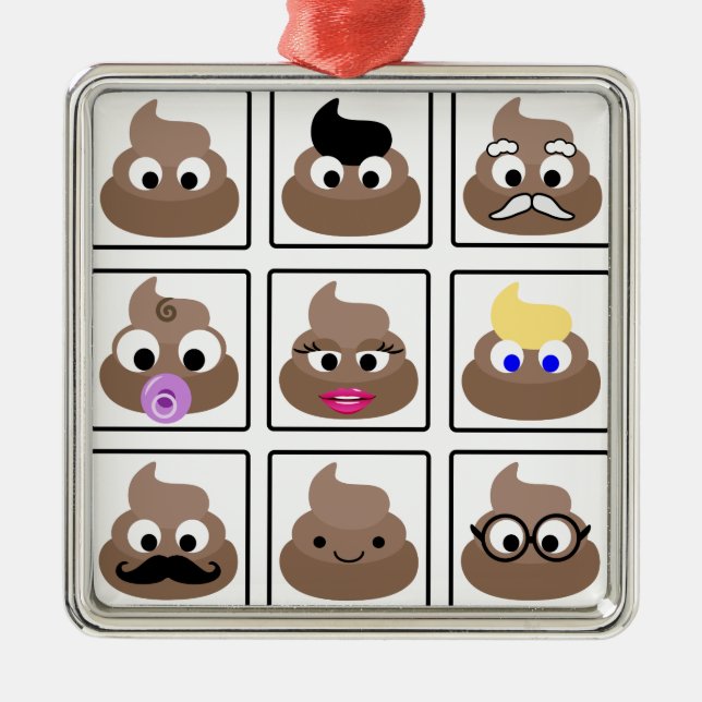 Ornamento De Metal Poop Muitos Rostos (Frente)