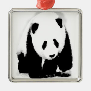 Ornamento De Metal Pop Art Baby Panda