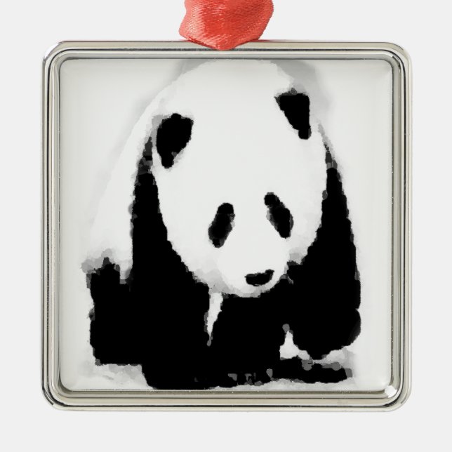 Ornamento De Metal Pop Art Baby Panda (Frente)