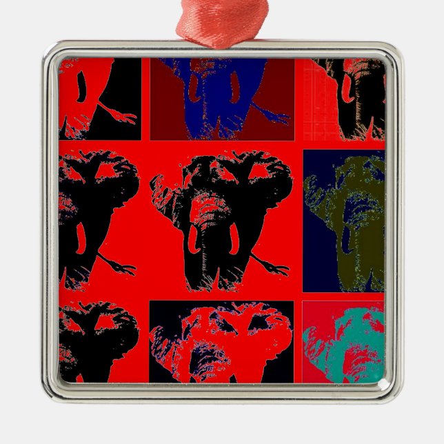 Ornamento De Metal Pop Art Elephants (Frente)