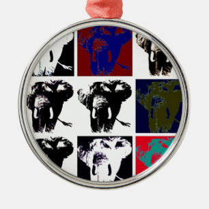 Ornamento De Metal Pop Art Elephants