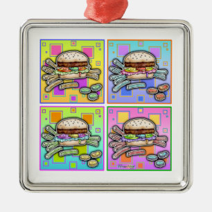 Ornamento De Metal Pop Art HAMBURGER HANGING ORNAMENT