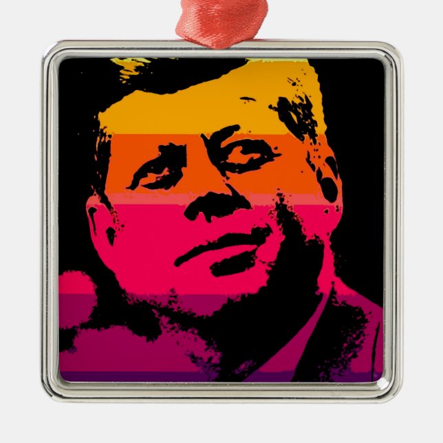 Ornamento De Metal Pop Art Jack JFK John F. Kennedy (Frente)