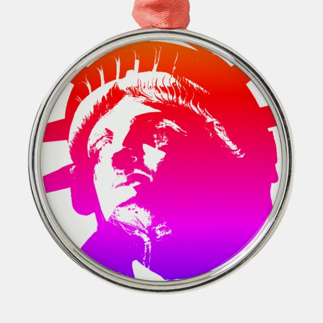Ornamento De Metal Pop Art Lady Liberty (Frente)