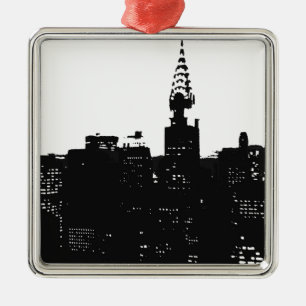 Ornamento De Metal Pop Art New York Silhouette