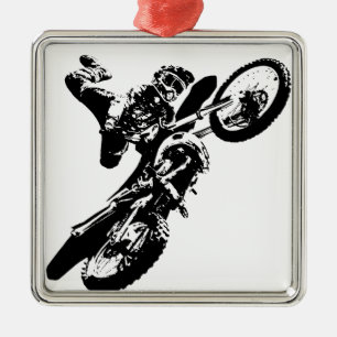Ornamento De Metal Pop de Arte Branca Negra Motocross Motorcyesporte