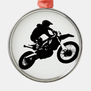 Ornamento De Metal Pop de Arte Branca Negra Motocross Motorcyesporte