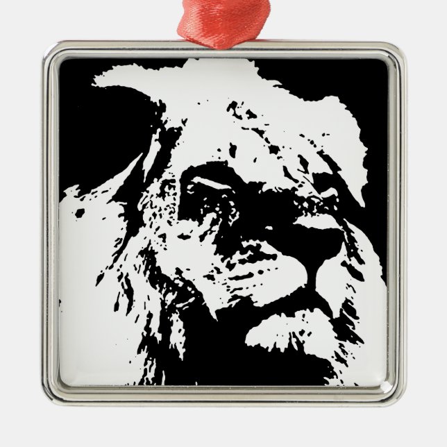 Ornamento De Metal Pop preto e branco (Frente)