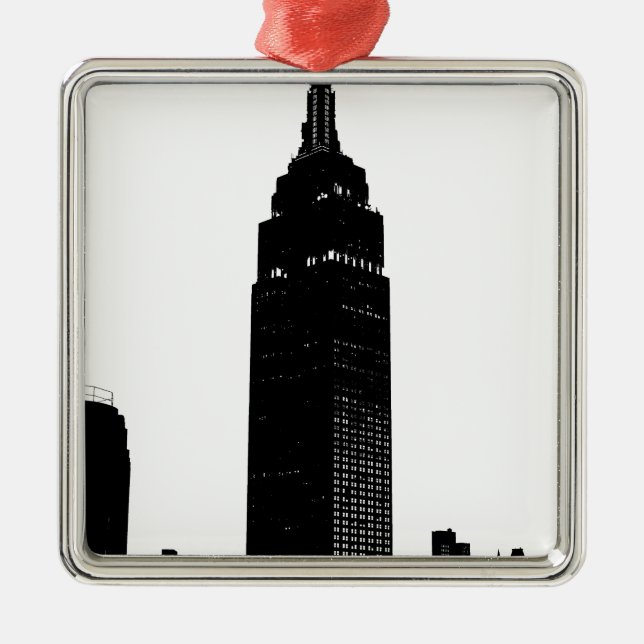 Ornamento De Metal Pop preto e branco Nova Iorque (Frente)