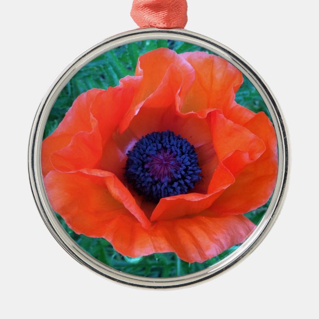 Ornamento De Metal PoPPY Oriental Red Orange — (Frente)