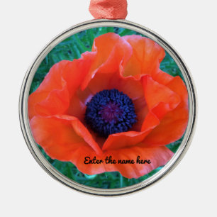 Ornamento De Metal PoPPY Oriental Red Orange —