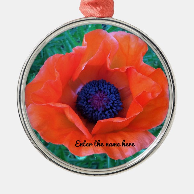 Ornamento De Metal PoPPY Oriental Red Orange — (Frente)