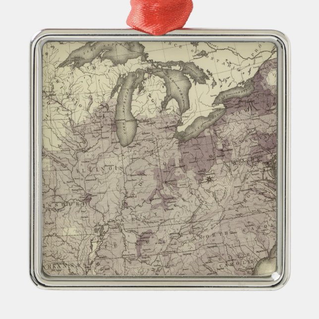 Ornamento De Metal População dos EUA 1850 (Frente)