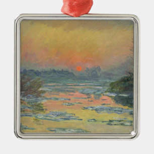 Ornamento De Metal Pôr do sol do rio Sena no inverno (Claude Monet)