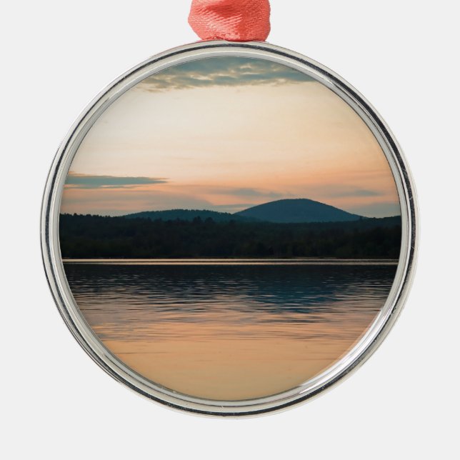 Ornamento De Metal Por do sol longo do lago adirondacks (Frente)