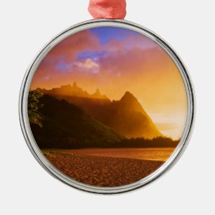 Ornamento De Metal Pôr do sol na praia dourada, Havaí