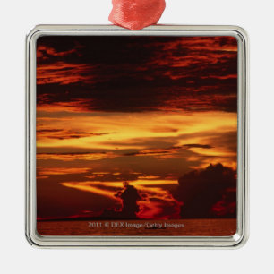 Ornamento De Metal Por do sol no mar