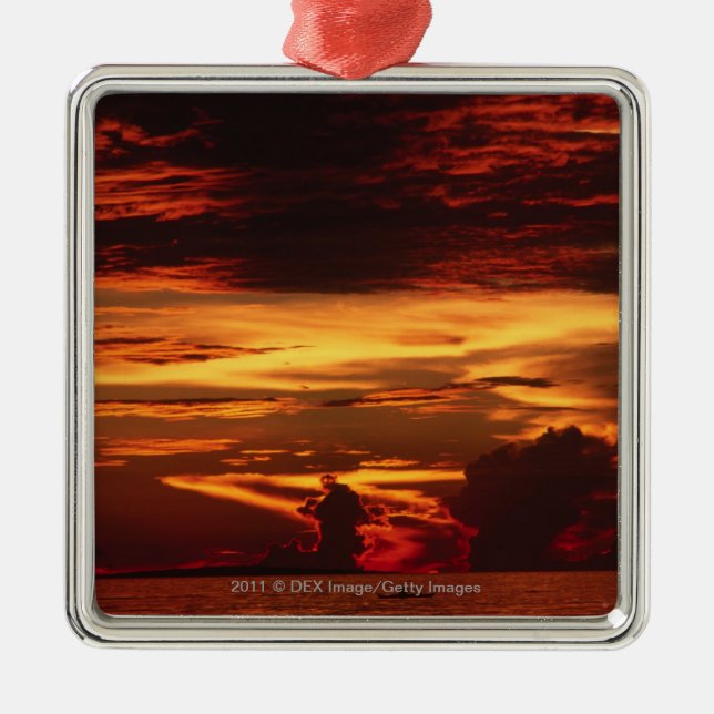 Ornamento De Metal Por do sol no mar (Frente)