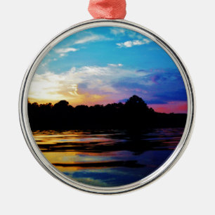 Ornamento De Metal pôr do sol Rainbow na montanha Lake