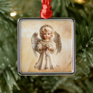 Ornamento De Metal Porcelana Natal vintage Angel