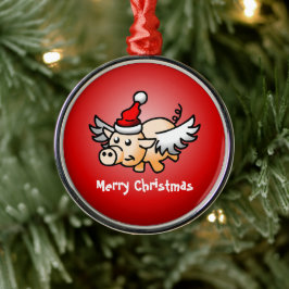 Ornamento De Metal Porco Natal Voador
