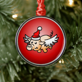 Ornamento De Metal Porco Natal Voador