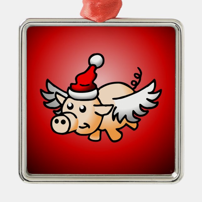 Ornamento De Metal Porco Voador do Papai Noel (Frente)