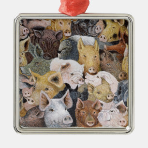 Ornamento De Metal Porcos abundante