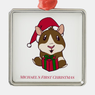 Ornamento De Metal Porquinho-da-Índia Primeiro Natal Personalizado