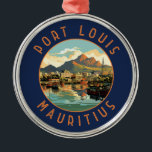 Ornamento De Metal Port Louis Maurício - Círculo Retroafletivo<br><div class="desc">Port Louis retro vetor viagem design. Port Louis é a capital da Maurícia,  no Oceano Índico.</div>