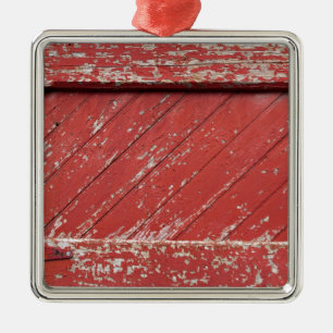 Ornamento De Metal Porta de celeiro de madeira pintada vermelho