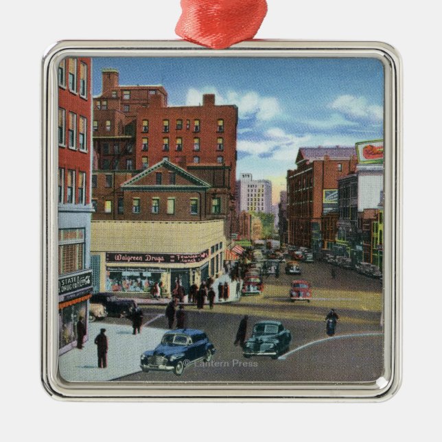 Ornamento De Metal Portland, MaineView do quadrado do congresso (Frente)