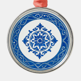 Ornamento De Metal Portuguese Azulejo Ornament – Blue Tile Christmas