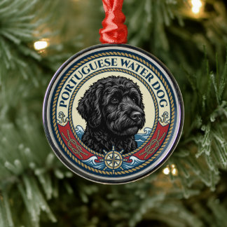 Ornamento De Metal Portuguese Water Dog - Portie