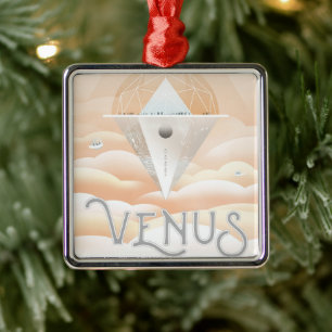 Ornamento De Metal Poster De Espaço Retroativo No Sistema Solar