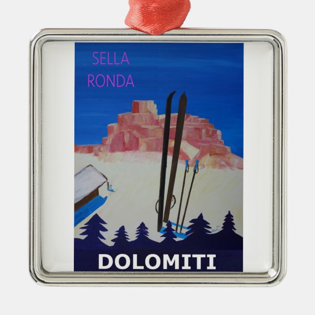 Ornamento De Metal Poster retro Dolomiti Italia em Sella Ronda (Frente)