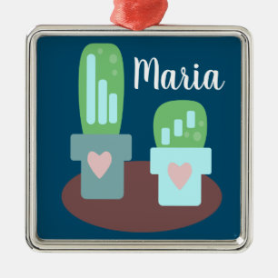 Ornamento De Metal Potes Adoráveis do Coração de Cactus Presente n