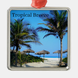 Ornamento De Metal Praia Arenosa Com Palmeiras e Vista Para o Oceano 