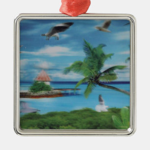 Ornamento De Metal Praia de palmeiras de coco.jpg