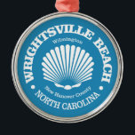 Ornamento De Metal Praia de Wright tsville (concha)<br><div class="desc">Wright tsville Beach,  Carolina do Norte.</div>