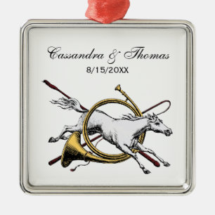 Ornamento De Metal Pré-Papoila Equestre Pulando Pela Cor Do Corno