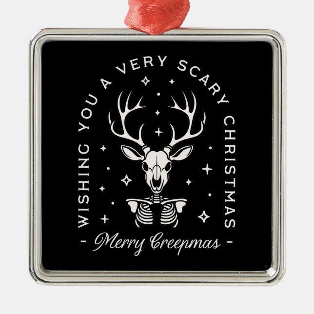 Ornamento De Metal Preguiçoso esqueleto de rena de Natal preto (Frente)