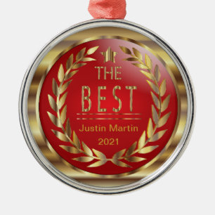 Ornamento De Metal Prêmio Dourado e vermelho do melhor - da medalha